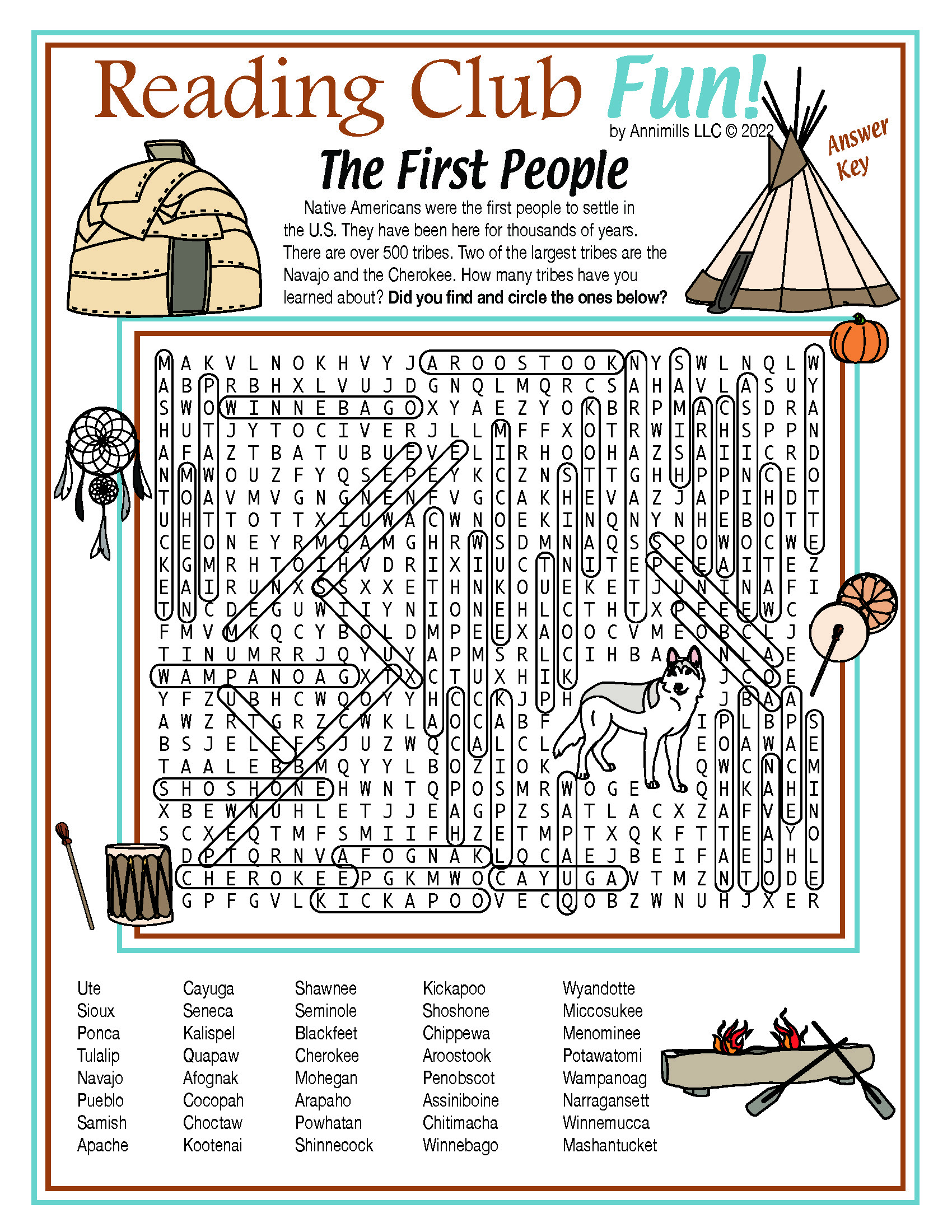 The First People (Native Americans) Word Search Puzzle Made By Teachers