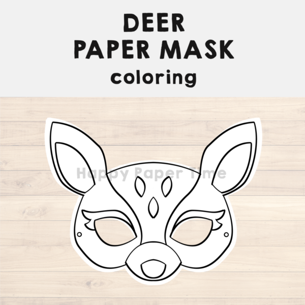 Deer Paper Mask Printable Woodland Forest Animal Coloring Craft ...