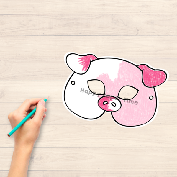 Pig Paper Mask Printable Farm Animal Coloring Craft Activity Costume ...