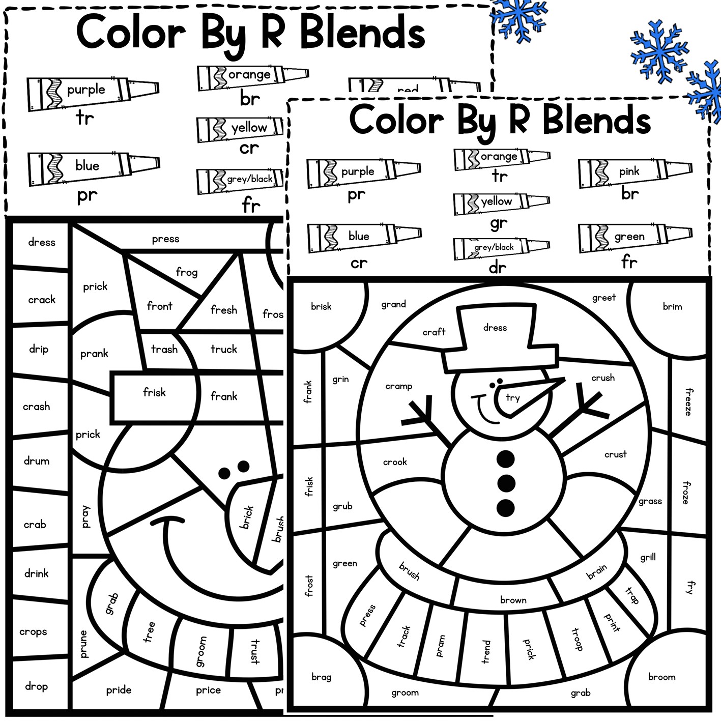 Winter Color by Code R Blends Made By Teachers