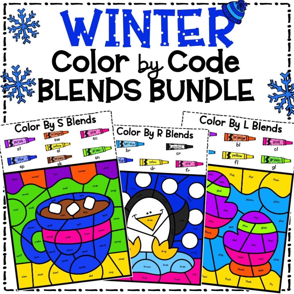 Winter Blends Color by Code Bundle Made By Teachers