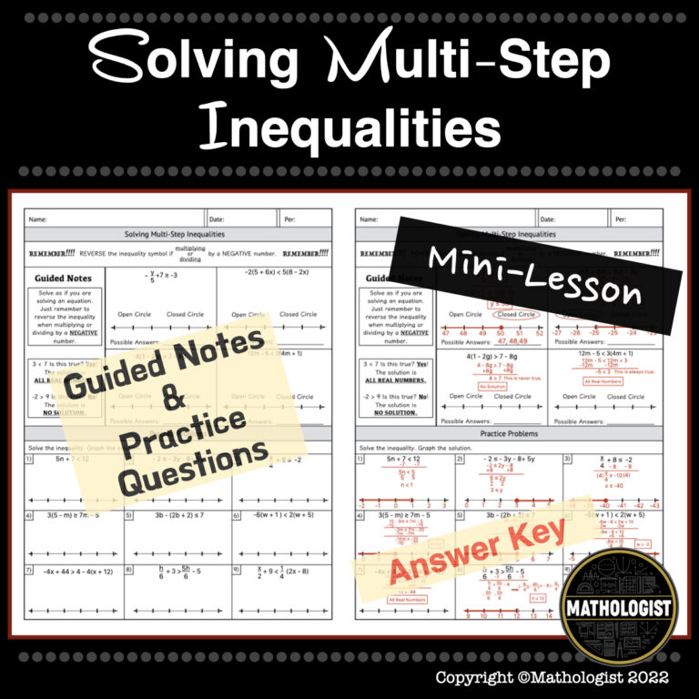 Solving Multi-Step Inequalities Guided Notes and Practice | Made By ...