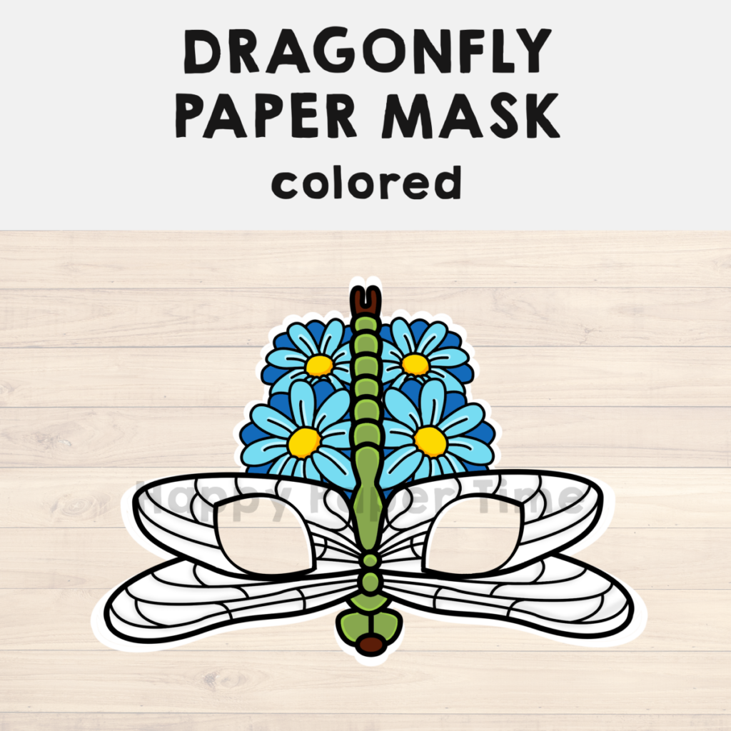 Dragonfly Paper Mask Printable Insect Animal Craft Activity Costume ...