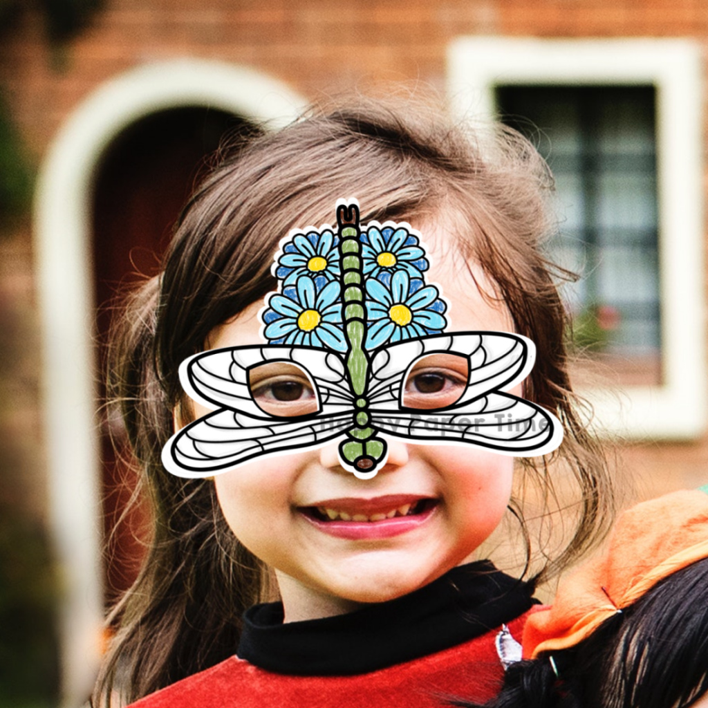 Dragonfly Paper Masks Printable Insect Animal Coloring Craft Activity ...