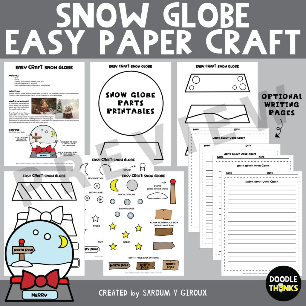 Easy Craft Snow Globe Paper Craft Printables Holiday Crafts Made By