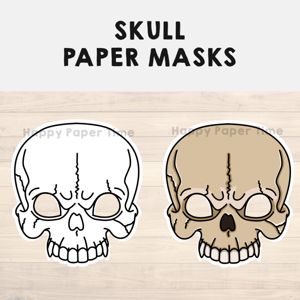 Skull Paper Masks Printable Halloween Coloring Costume Craft Activity