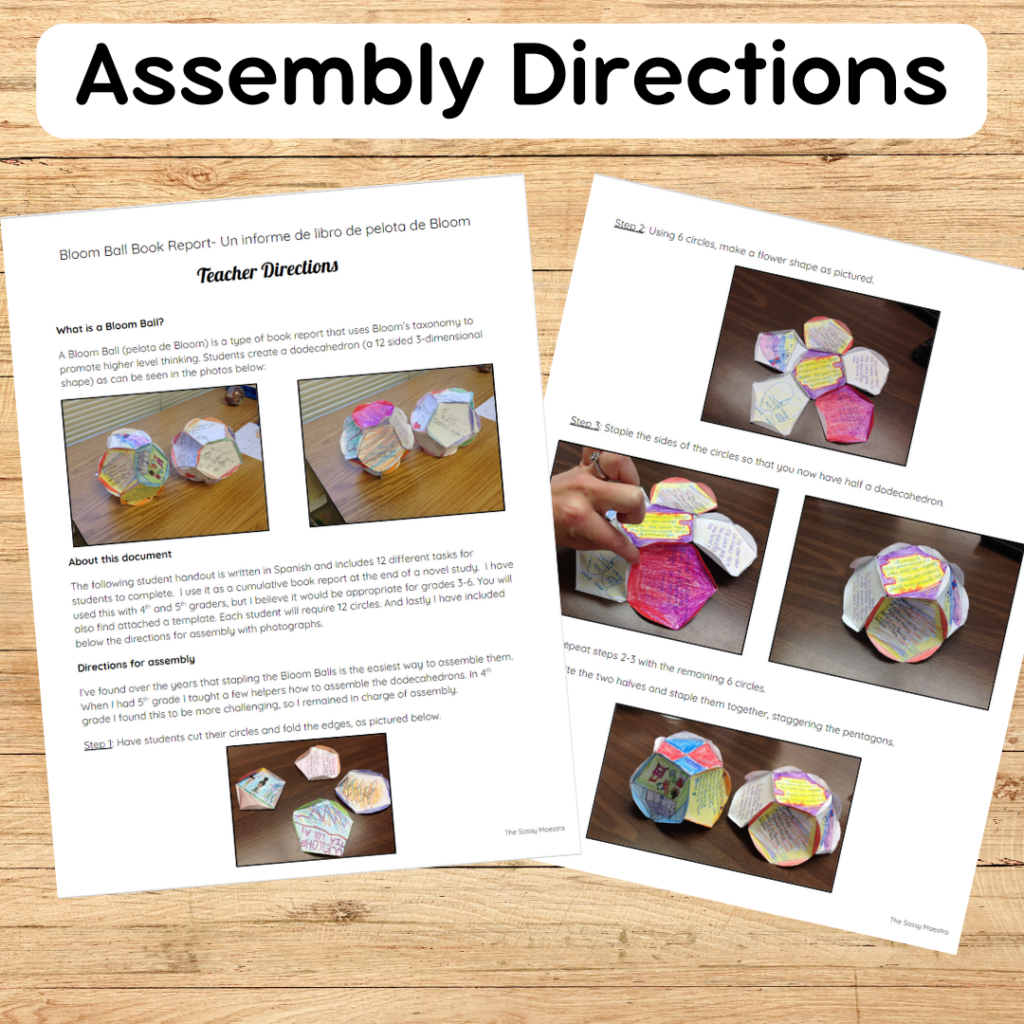 Bloom Ball Book Report in Spanish - Pelota de Bloom Informe del Libro ...