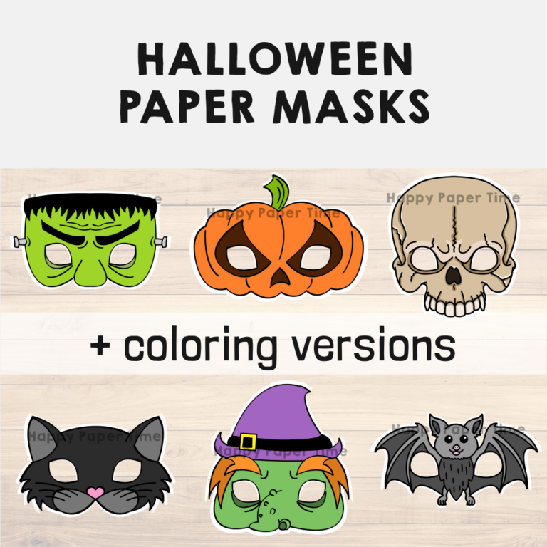 Halloween Paper Masks Printable Coloring Craft Activity Costume