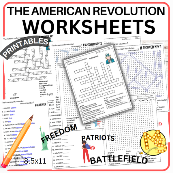 The American Revolution Worksheets Crossword-Word Scramble-Word Search ...