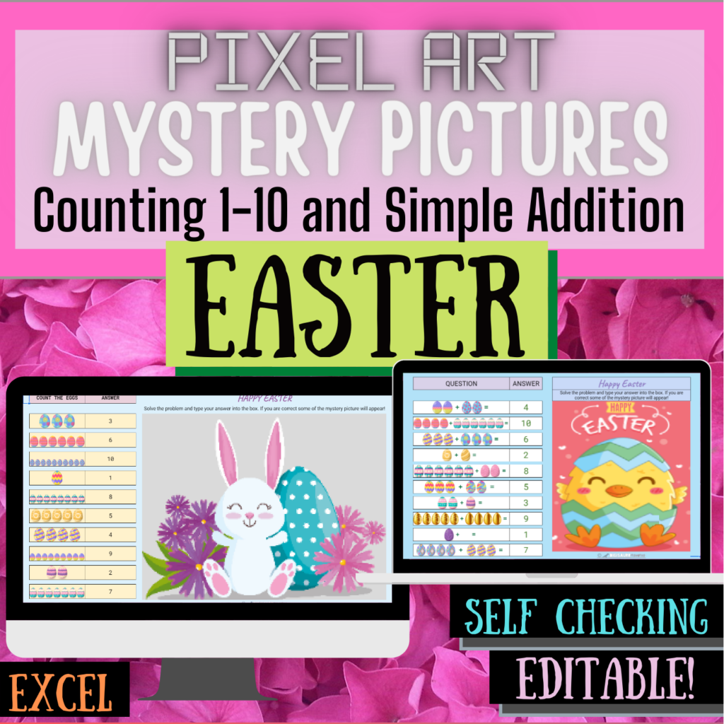 Easter Digital Pixel Art Mystery Picture Activities for Excel Editable