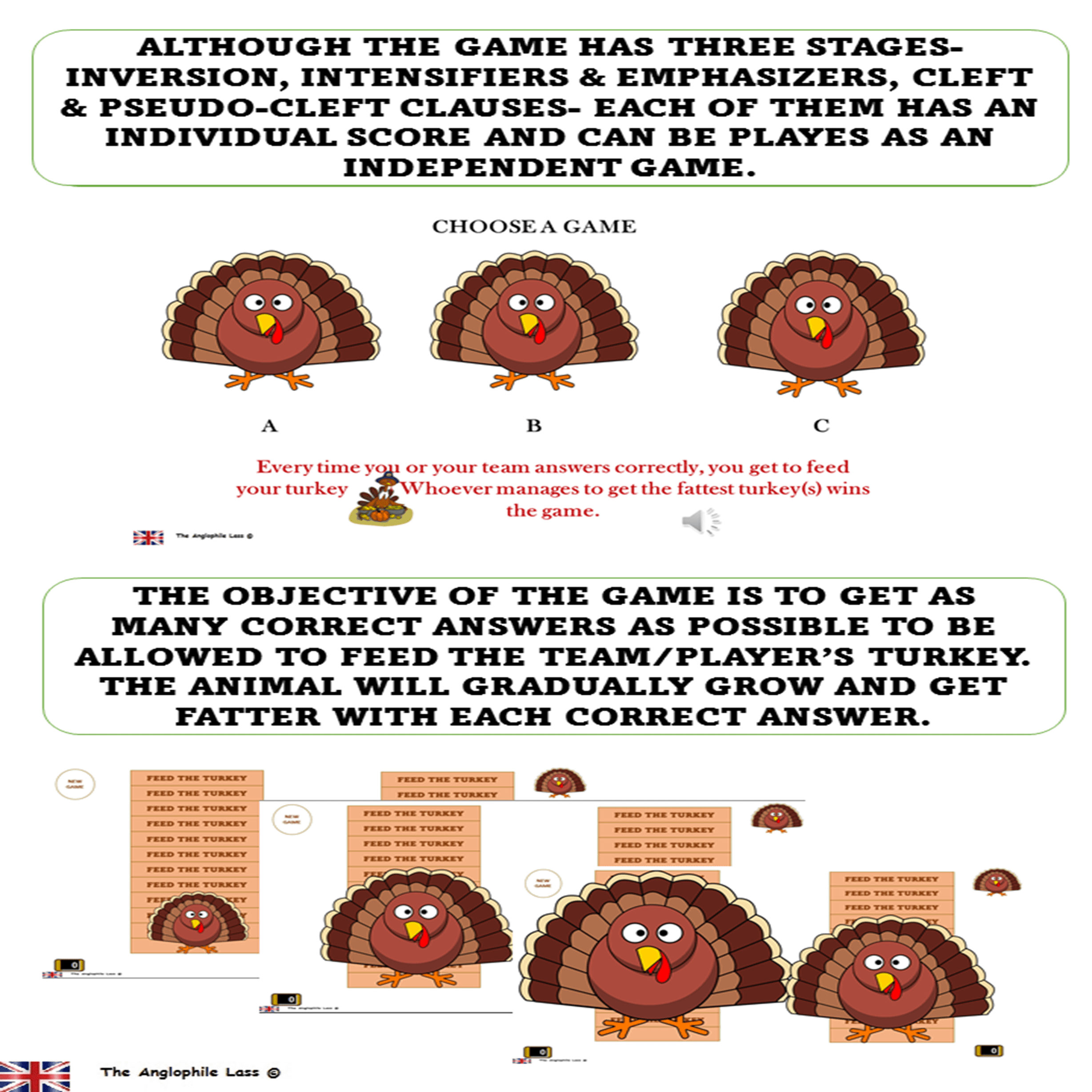 Turkey Game | Emphasis | Inversion | Cleft clauses | Intensifiers | NO ...