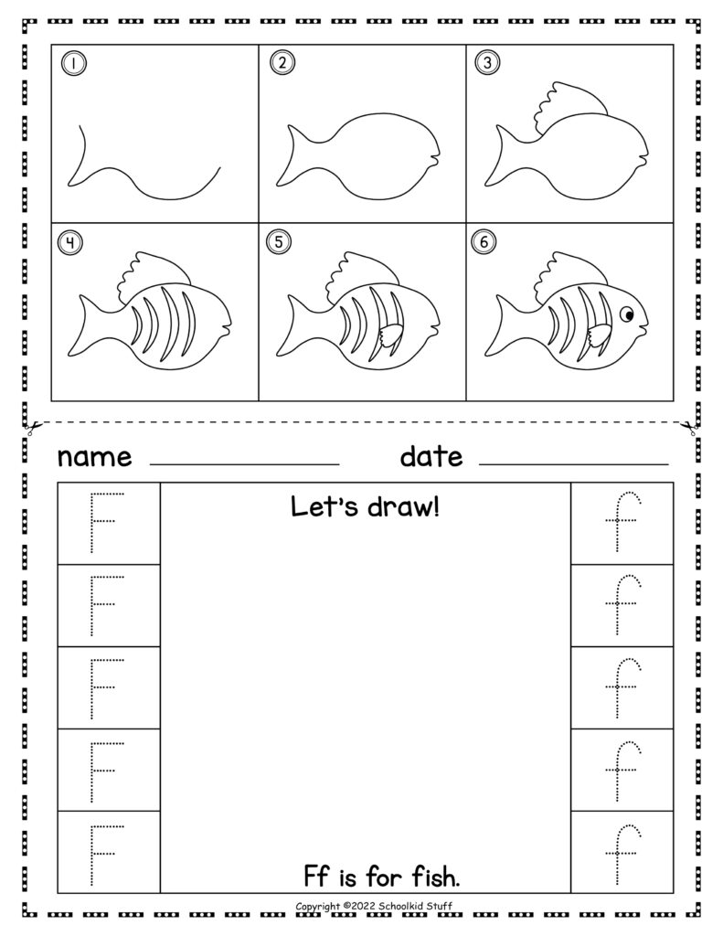 Directed Drawing Alphabet Words for Kindergarten Draw, Color and
