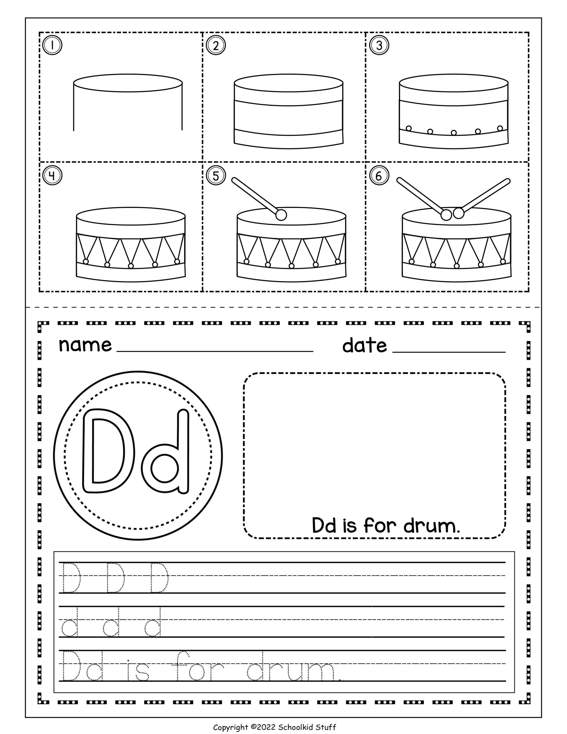 Alphabet Directed Drawing Draw, Color and Trace the Word and Sentence