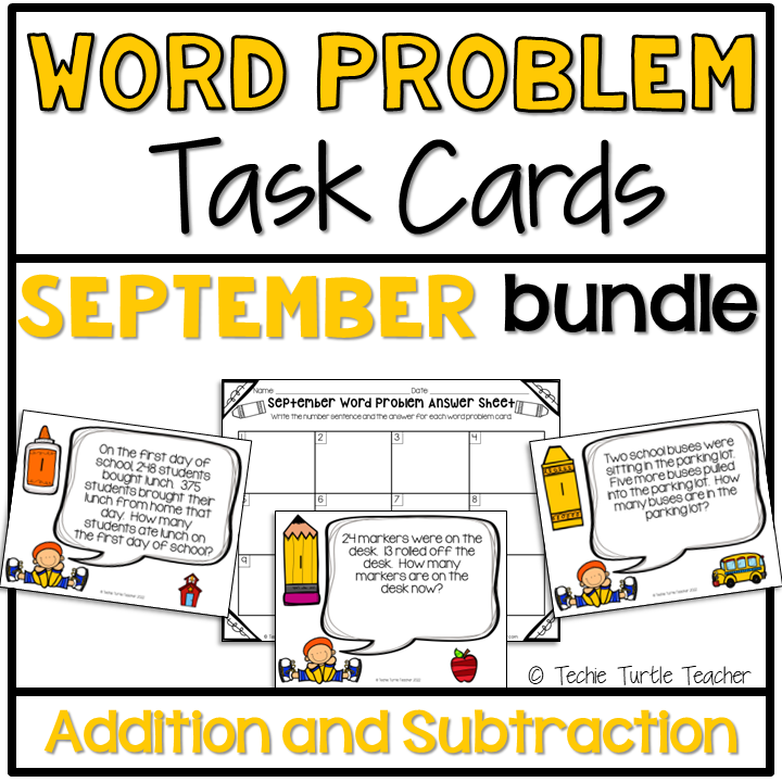 Addition & Subtraction Bundle of Fall Word Problem Task Cards for ...