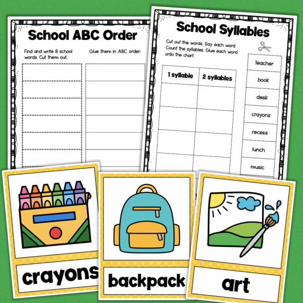BACK TO SCHOOL Word Wall Cards & Worksheets Word Search ABC Order ...