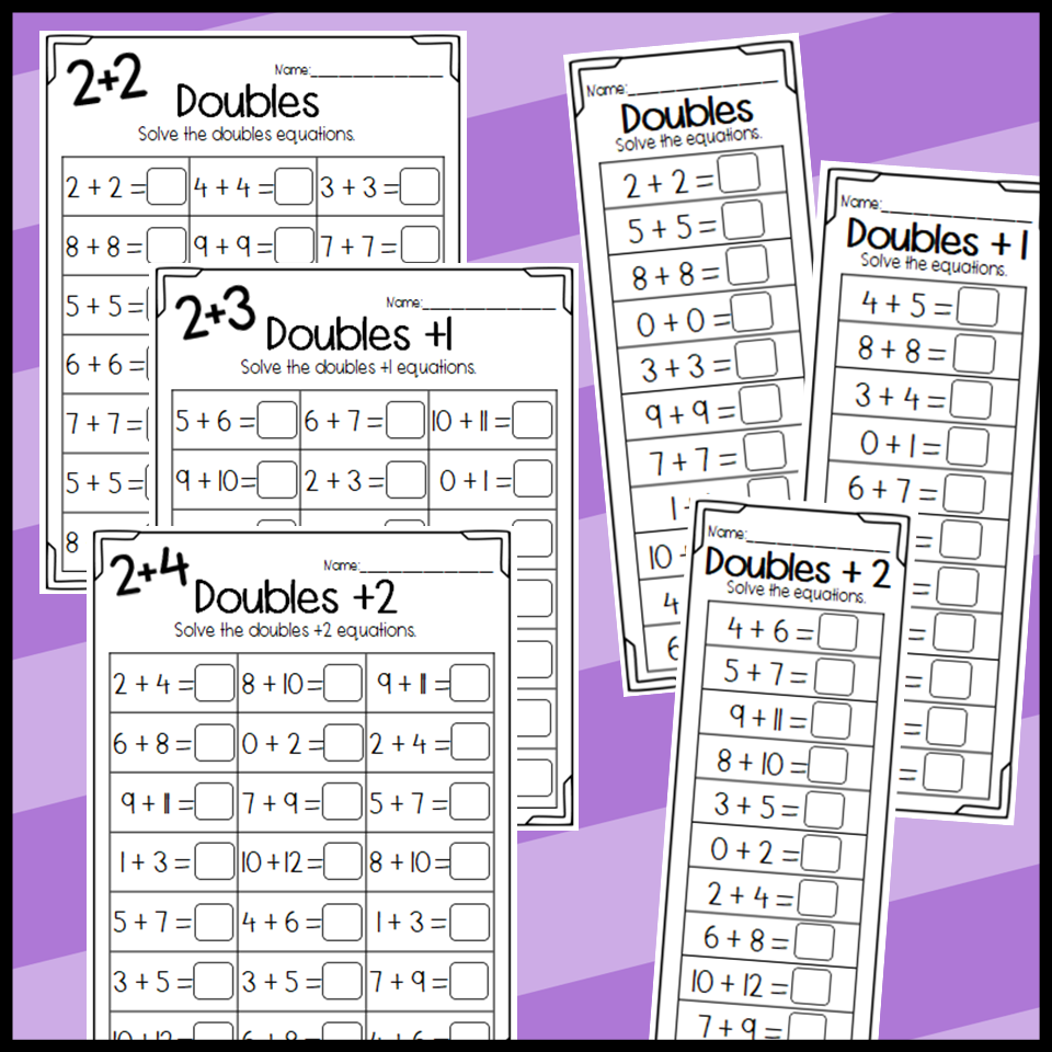 Doubles Doubles Plus 1 And Doubles Plus 2 Sorts And Worksheets Made