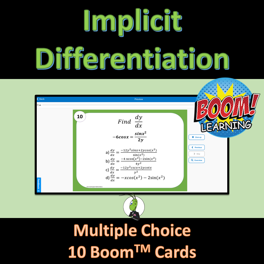 Implicit Differentiation Task Cards Boom Cards