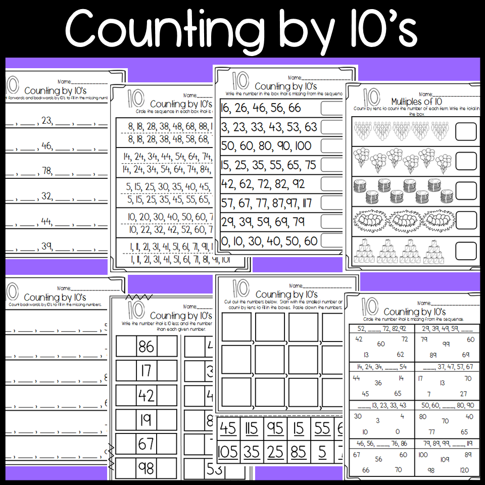 Multiples Of Ten Worksheets Counting Addition Subtraction Made