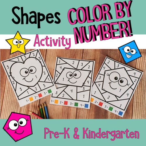 Color By Number Shapes Activity for PreK and Kindergarten Made By