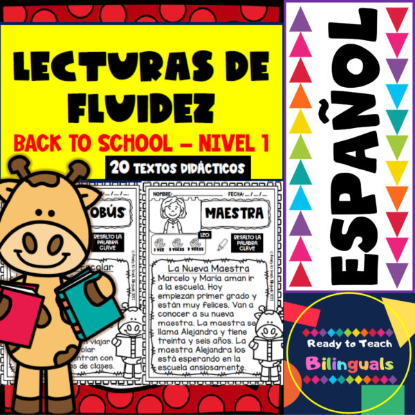 Reading Fluency Passages in Spanish Back to School Set 20 Passages