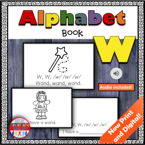 Alphabet Letter W Recognition & Sound Practice Book Digital & Print with Audio Made By Teachers