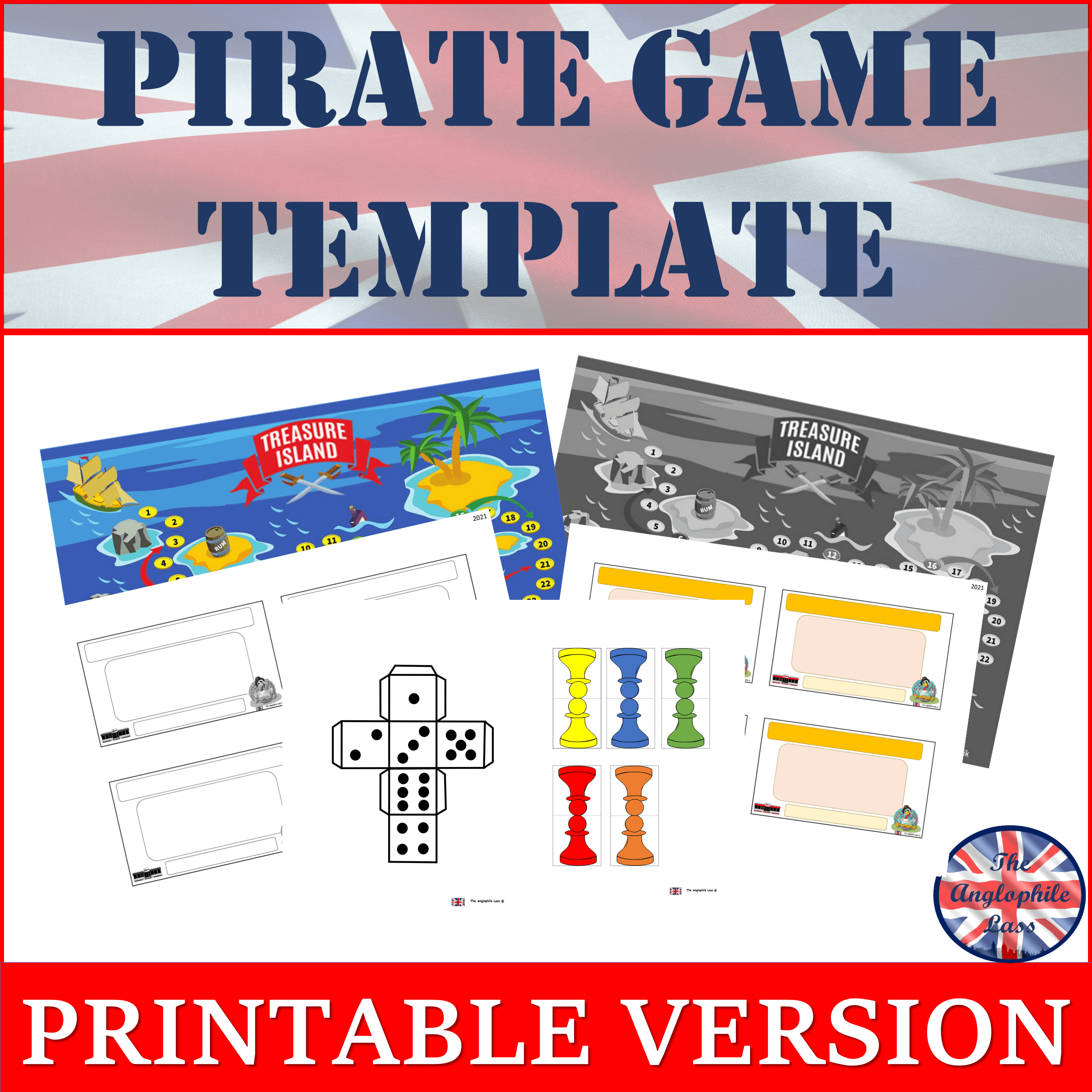 Pirate Board Game Template Editable Printables ALL SUBJECTS Made 
