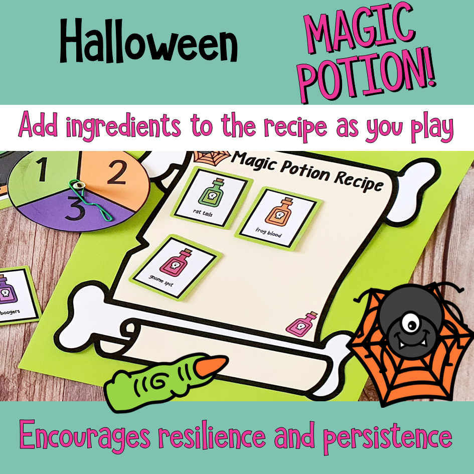 Halloween Magic Potion Board Game Freebie for PreK and Kindergarten