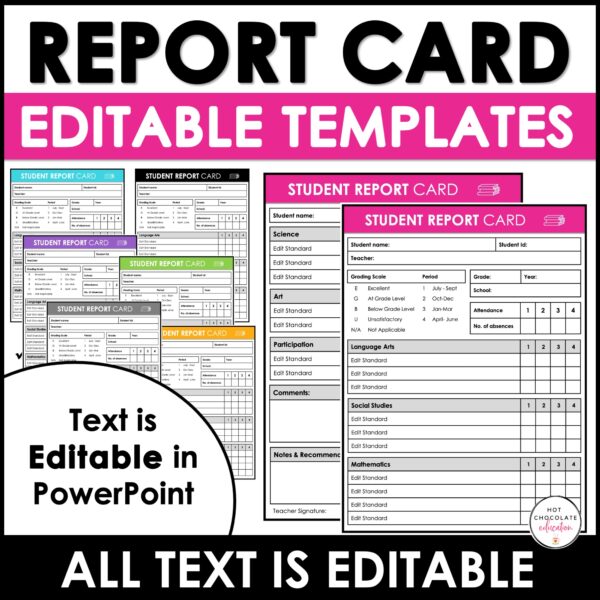 Editable Report Card Templates For ANY Grade & Subjects PowerPoint
