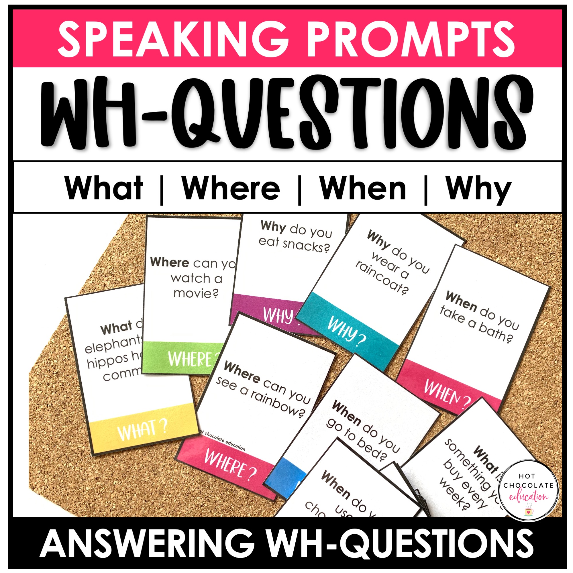 Answering WH Questions ESL Conversation Prompt Cards What When
