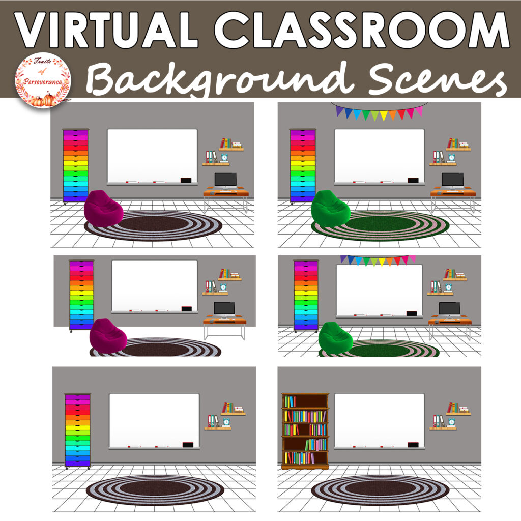 Virtual Classroom Backgrounds and Banners School Rooms Clipart Made