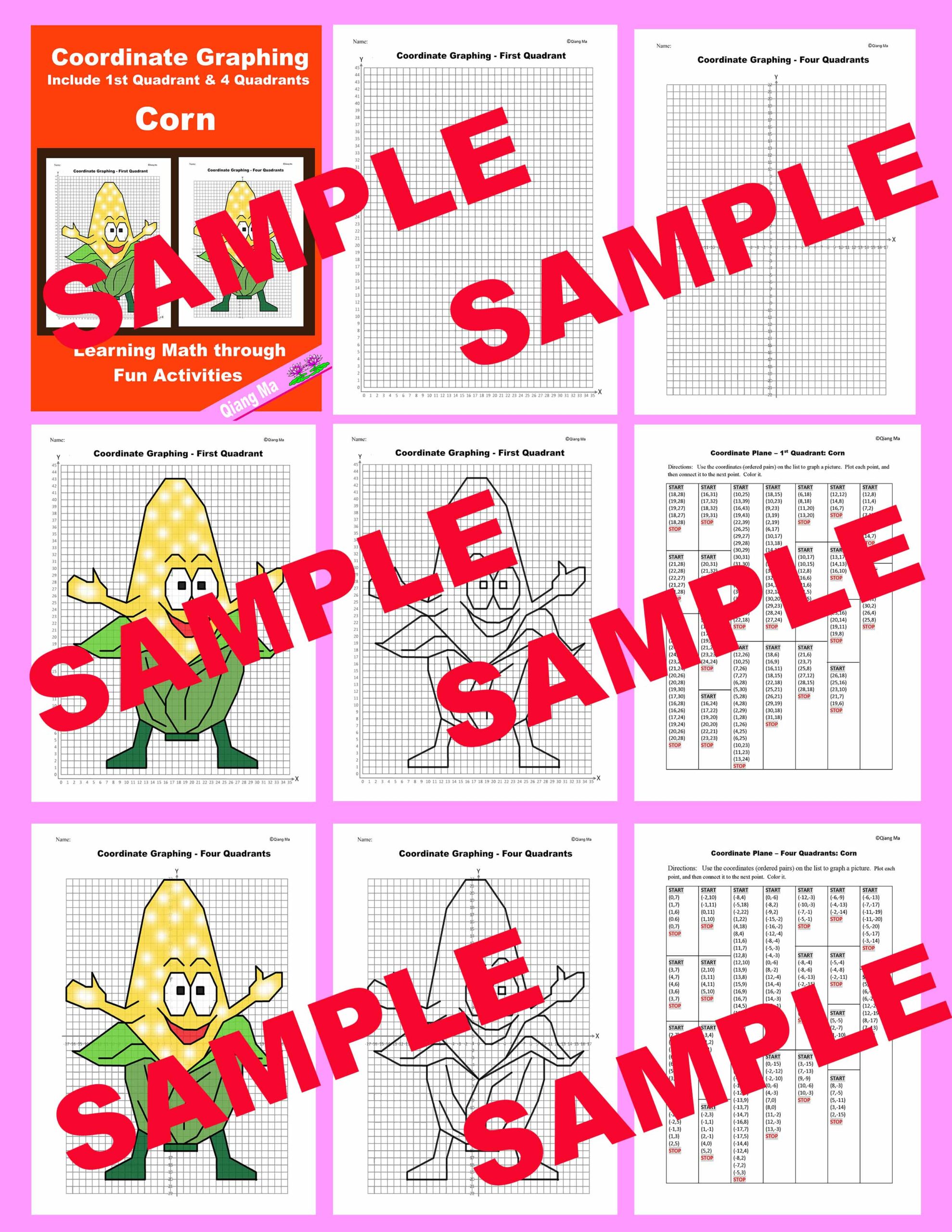 Thanksgiving Coordinate Plane Graphing Picture Corn Made By Teachers
