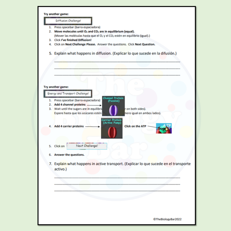ESL Biology Cell Transport Bioman Simulation | Made By Teachers