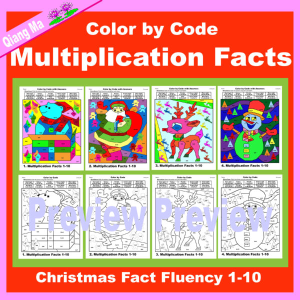 Christmas Color by Code: Multiplication and Division Facts 2 in 1 ...