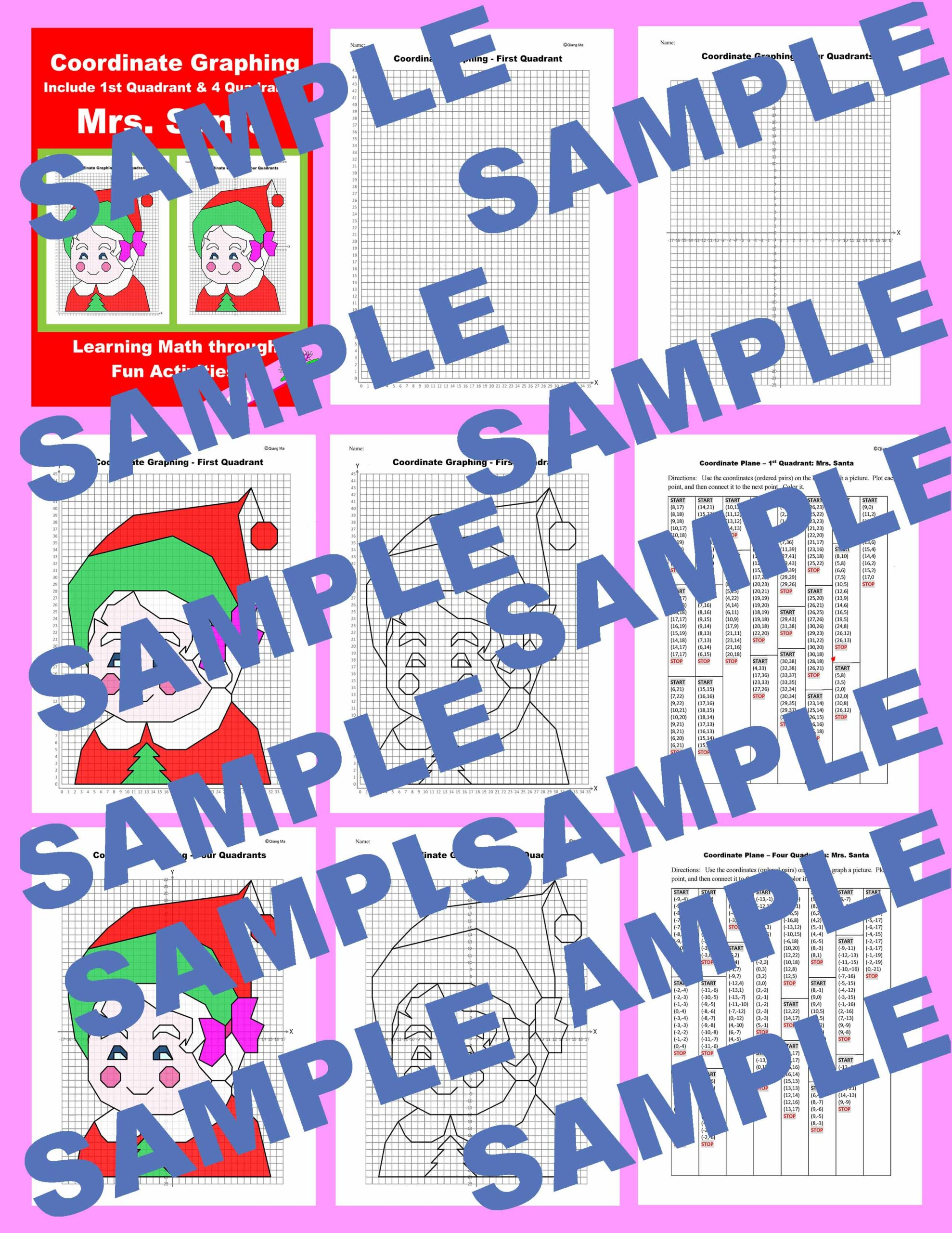 Christmas Coordinate Plane Graphing Picture Mrs. Santa II Made By
