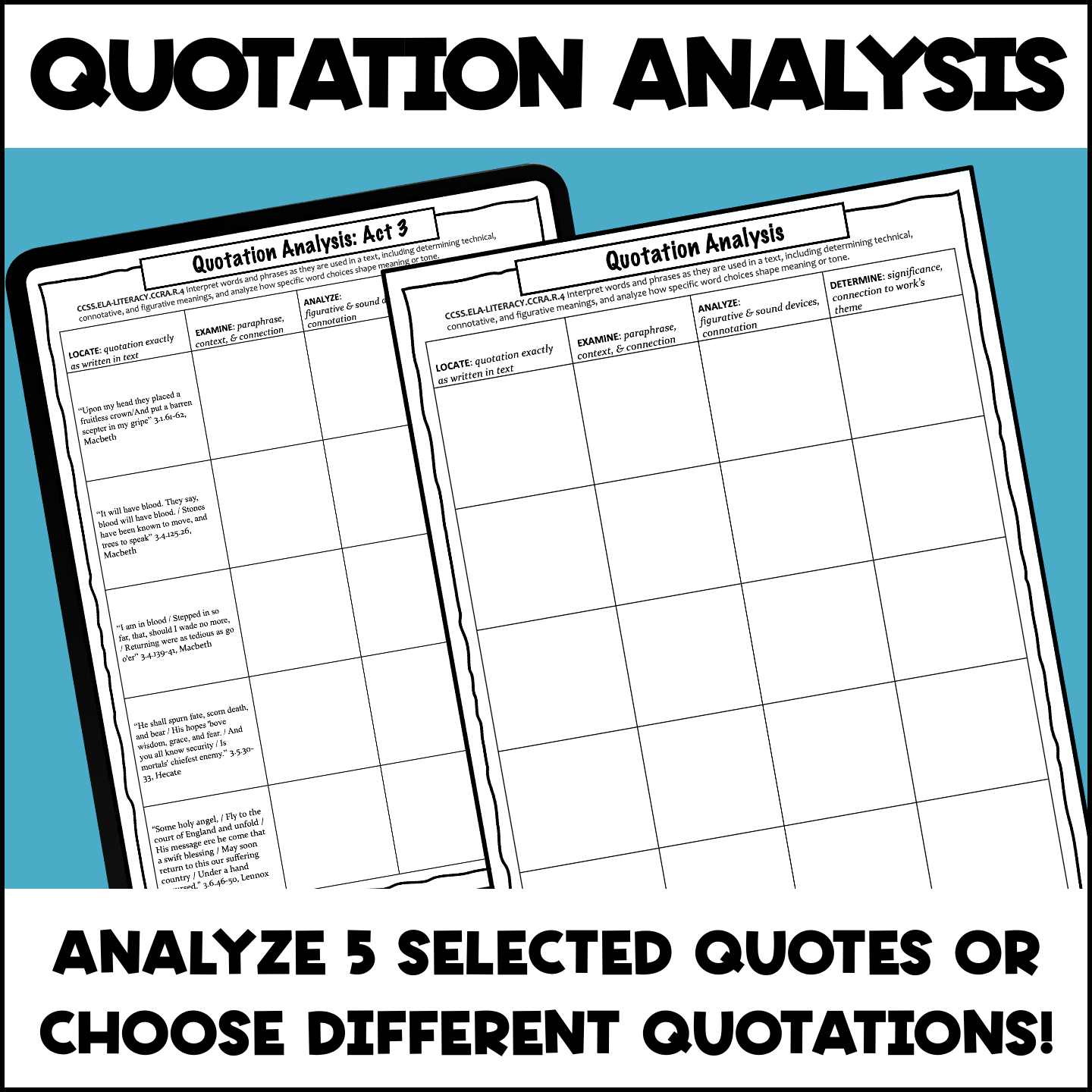 Macbeth Act 3 - Questions, Quiz, Quotes & Analysis - Print & Digital -  Editable | Made By Teachers