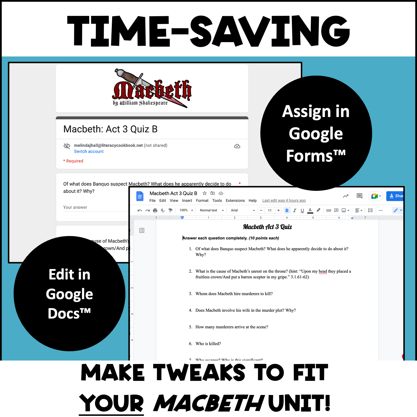 Macbeth Act 3 - Questions, Quiz, Quotes & Analysis - Print & Digital -  Editable | Made By Teachers