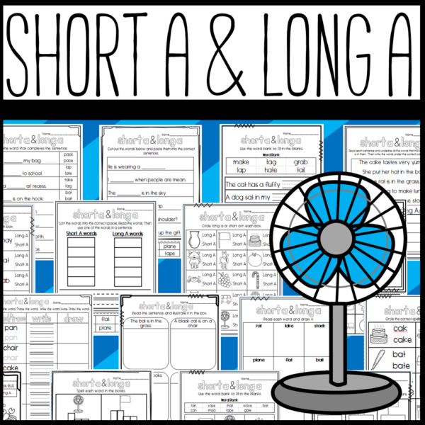 Long A and Short A Worksheets Cut and Paste Sorts, Cloze, and More