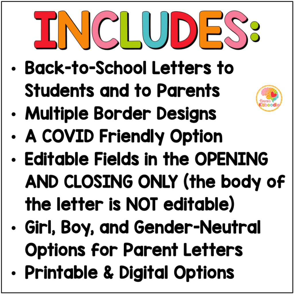 Welcome Back to School Letters from the Teacher Editable | First Day of ...