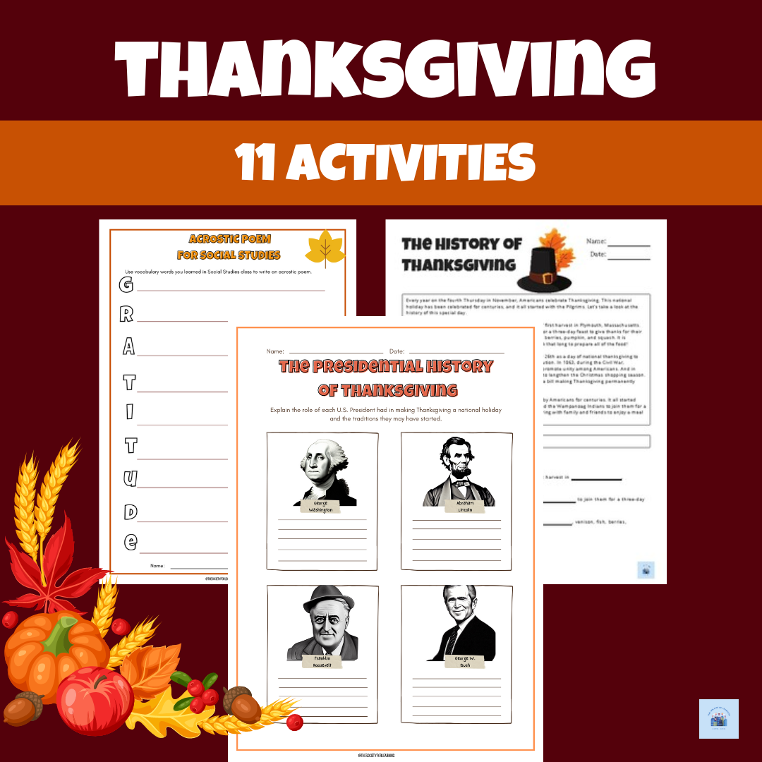 Thanksgiving Social Studies Bundle 11 Activities Grades 4 6 Made
