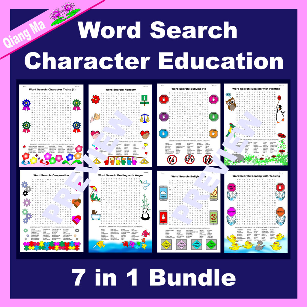 Character Education Word Search Character Education 7 In 1 Bundle Character Education Word Search Character Education 7 In 1 Bundle