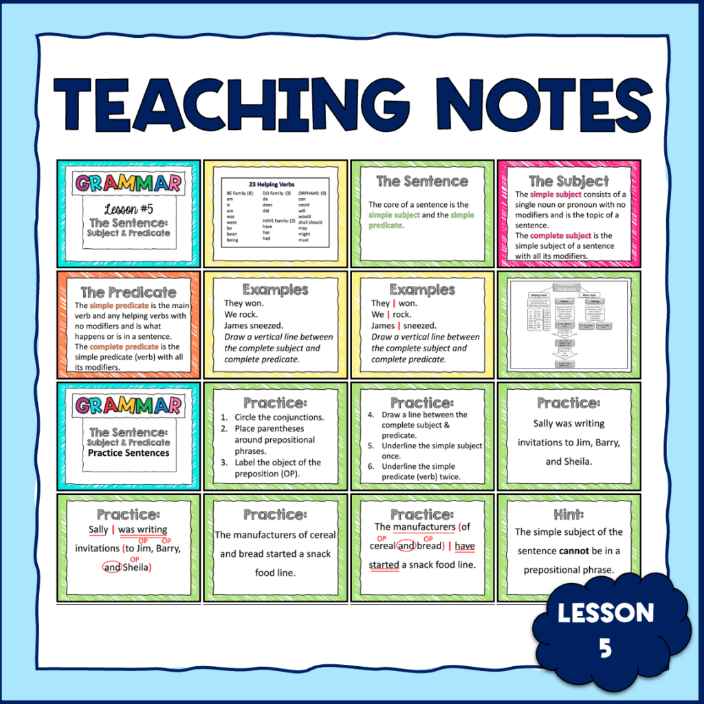 Simple Subject & Predicate - The Sentence - Graphic Grammar Lesson 5 ...