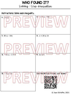 Solving One Step Inequalities Clue Mystery Activity | Made By Teachers