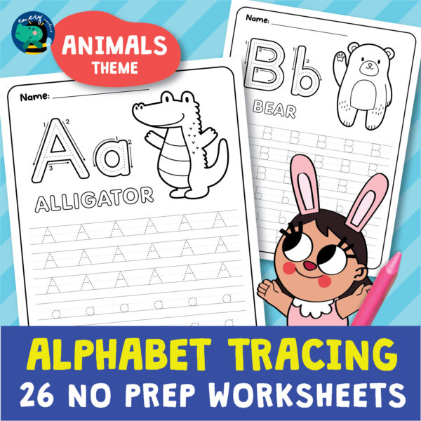 Alphabet Tracing Worksheets Animals Made By Teachers