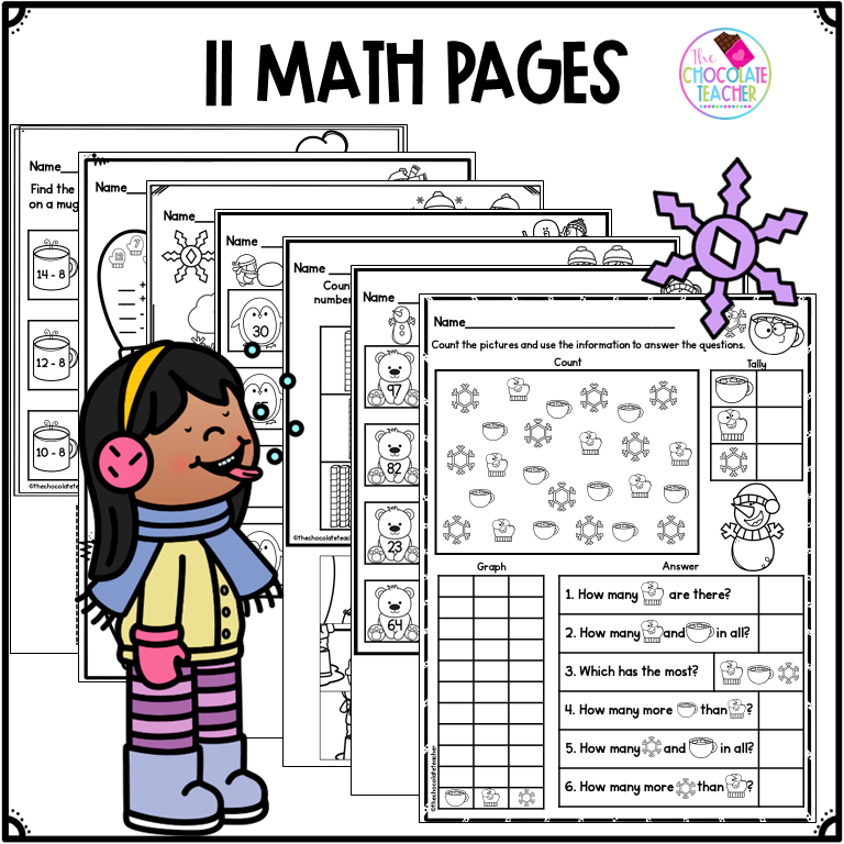 Winter Math and Phonics Worksheets - January Activities - No Prep ...