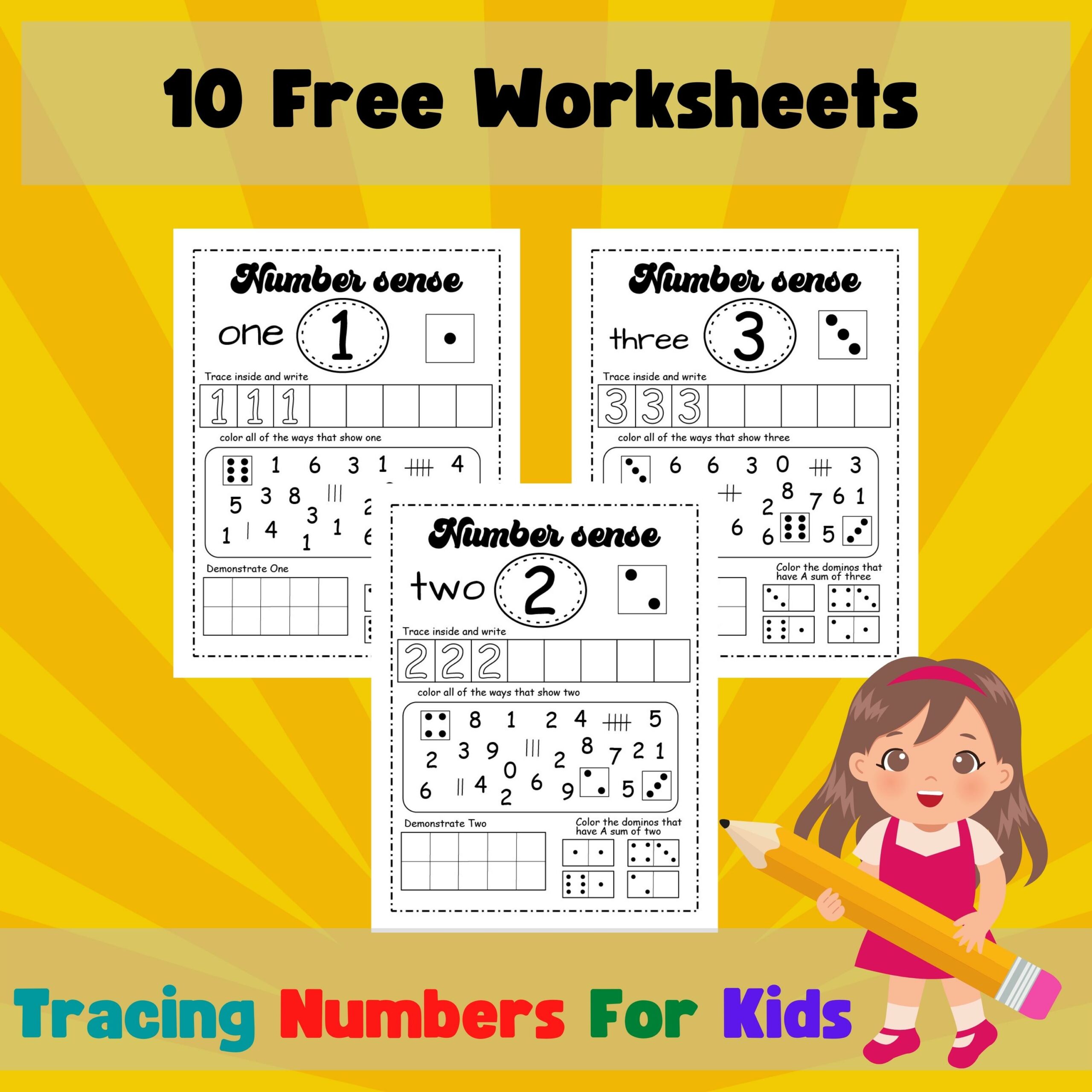 Preschool Tracing Numbers 123 Pre k Math 10 Sheets Coloring Numbers