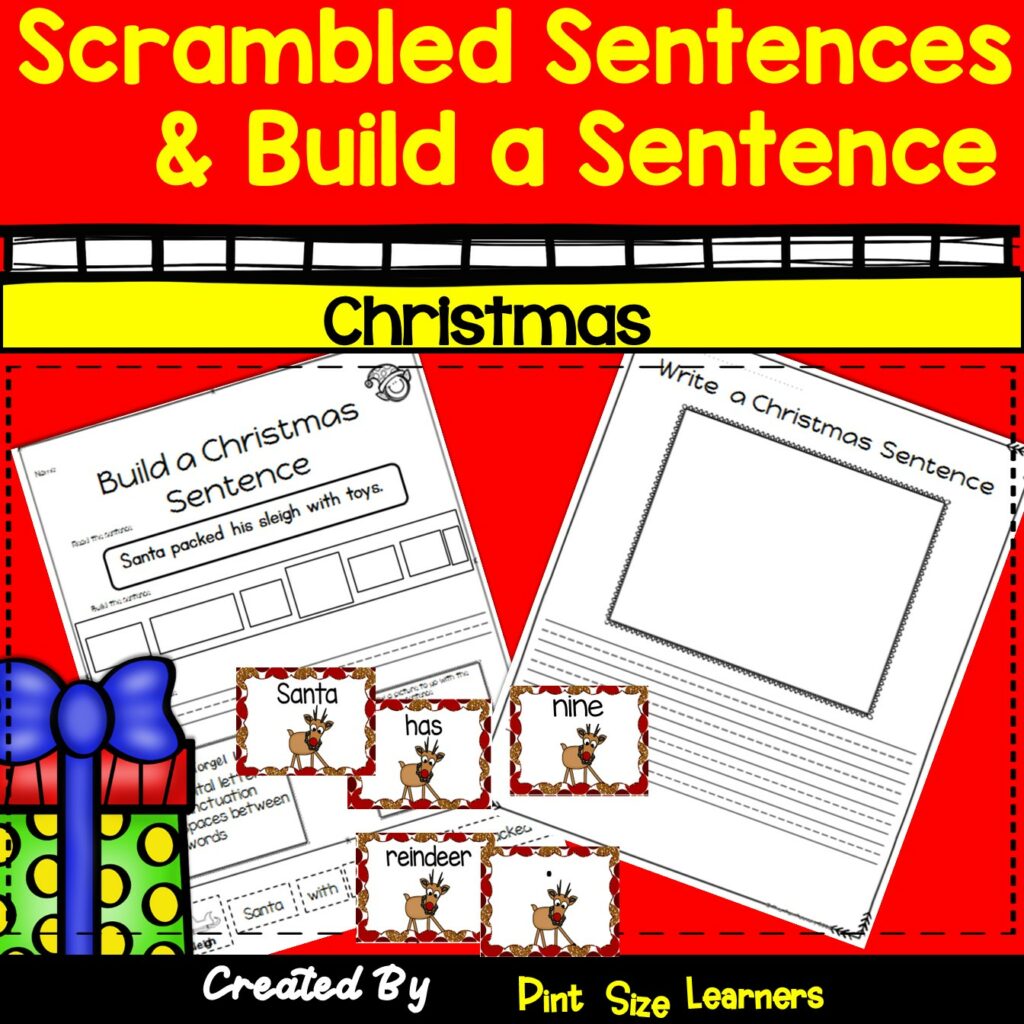 Christmas Scrambled Sentences Cut and Paste Sentences Writing