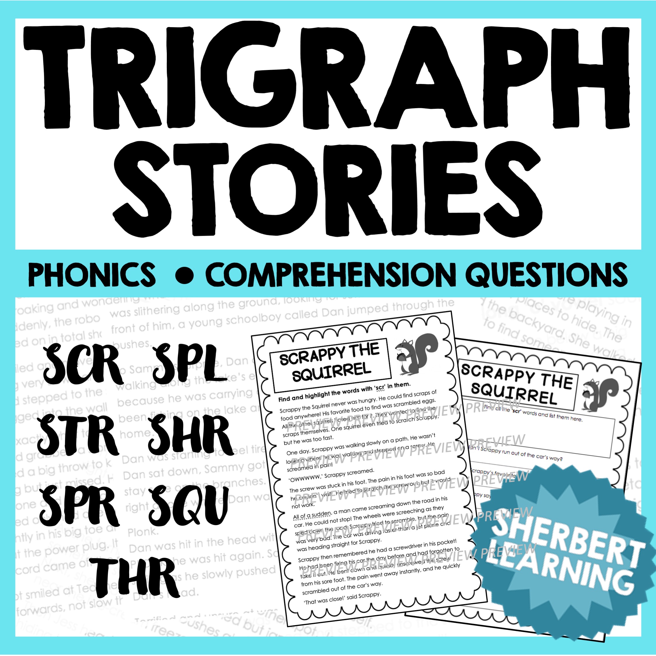Trigraph Stories - Reading Phonics Passages - scr spl str shr spr squ thr |  Made By Teachers