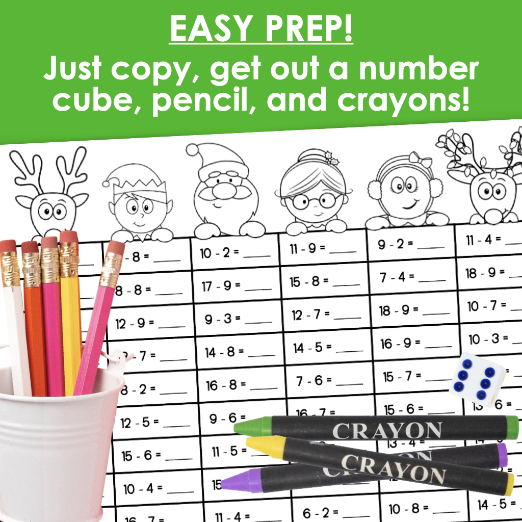 Christmas Math Games Addition and Subtraction Fact Fluency for 2nd ...