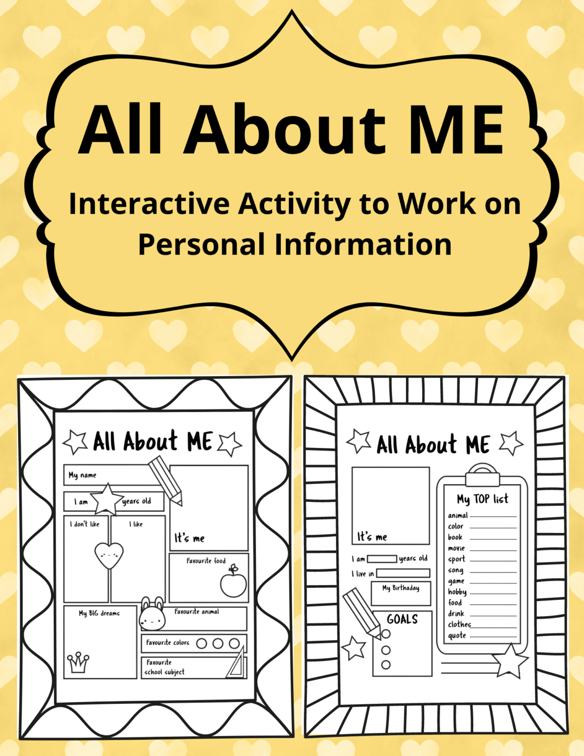 All About Me Worksheets - Interactive Activity to Work on Personal