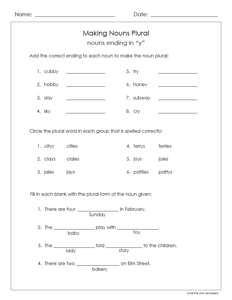 Plural Nouns - Regular & Irregular - 8 worksheets - Grades 2-3 - CCSS ...